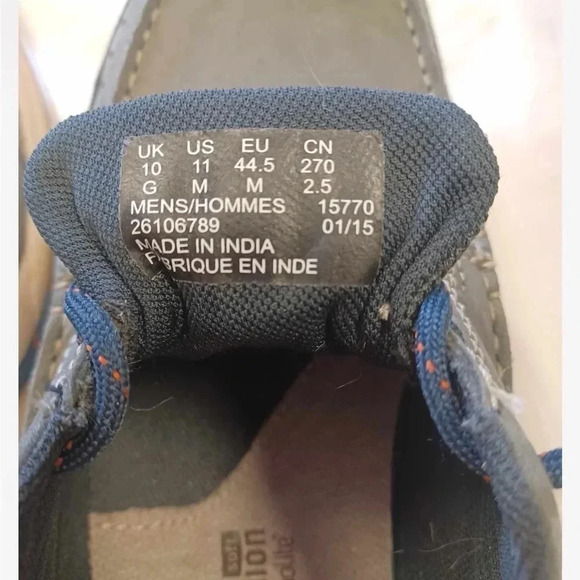 Clarks Grey Leather Lace Up Loafers Size  11 - Picture 8 of 8